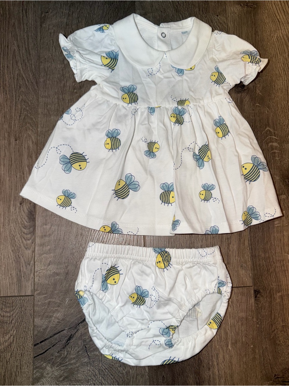 White Dress & Bloomers with Yellow Bee Print